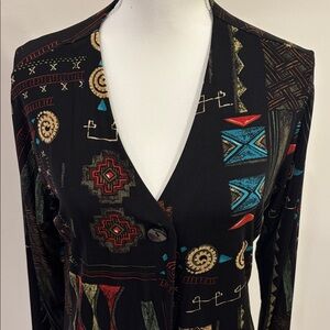 Chico’s Traveler’s Colorful Geometric Patterned Blazer